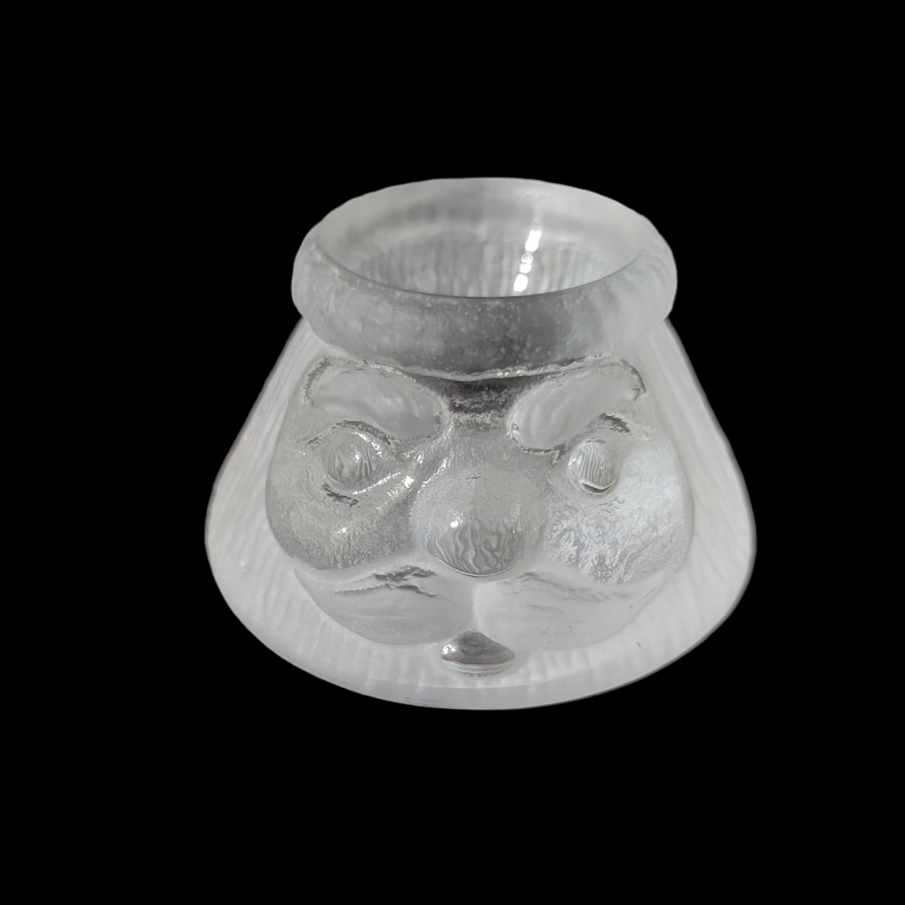 Nybro Crystal Santa Claus Candle Holder Swedish Crystal